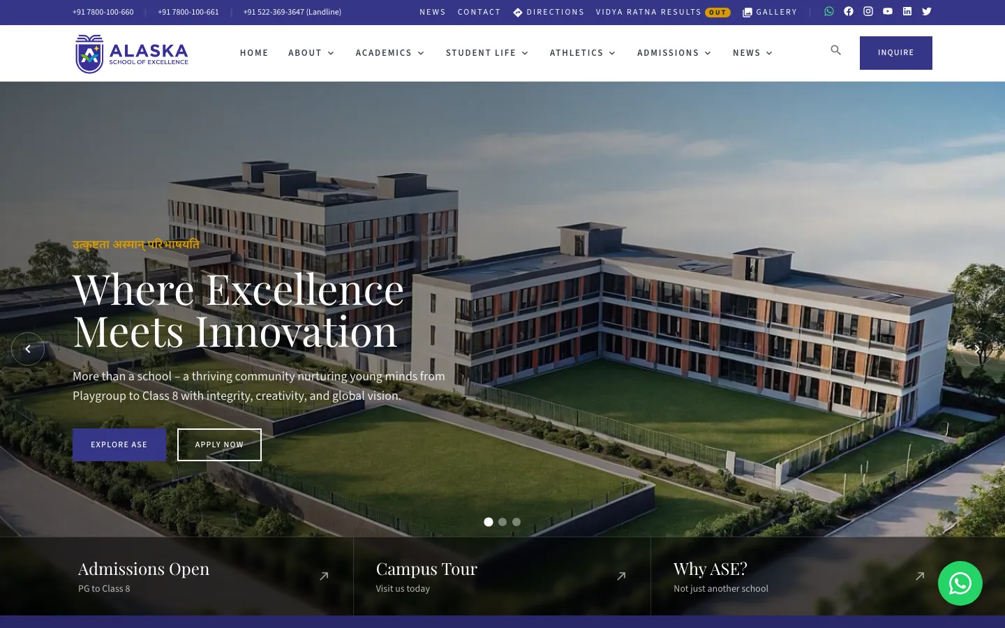 Alaska School of Excellence homepage hero