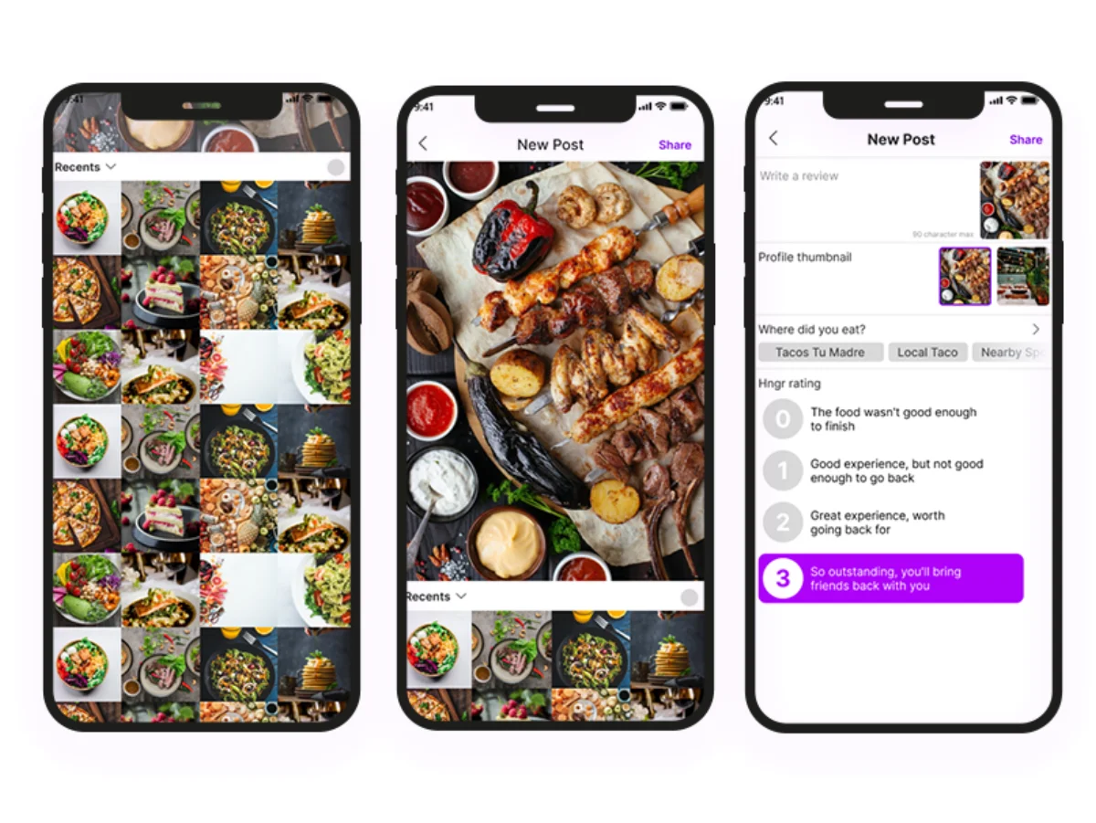 HNGR feature screens