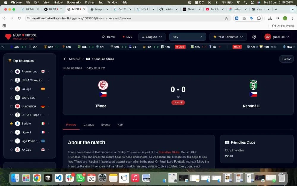 Fixtures and schedule view